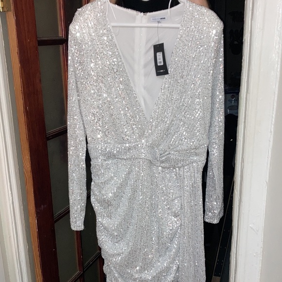 Silver Sequin Mini Dress (NWT) - Picture 5 of 6